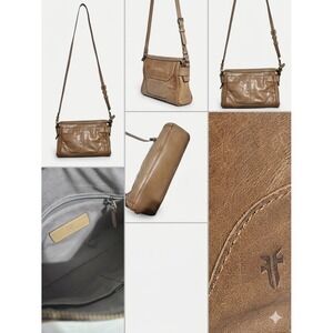 FRYE Ilana Saddle Bag Tan Leather Crossbody Shoulder Handbag Brown Purse